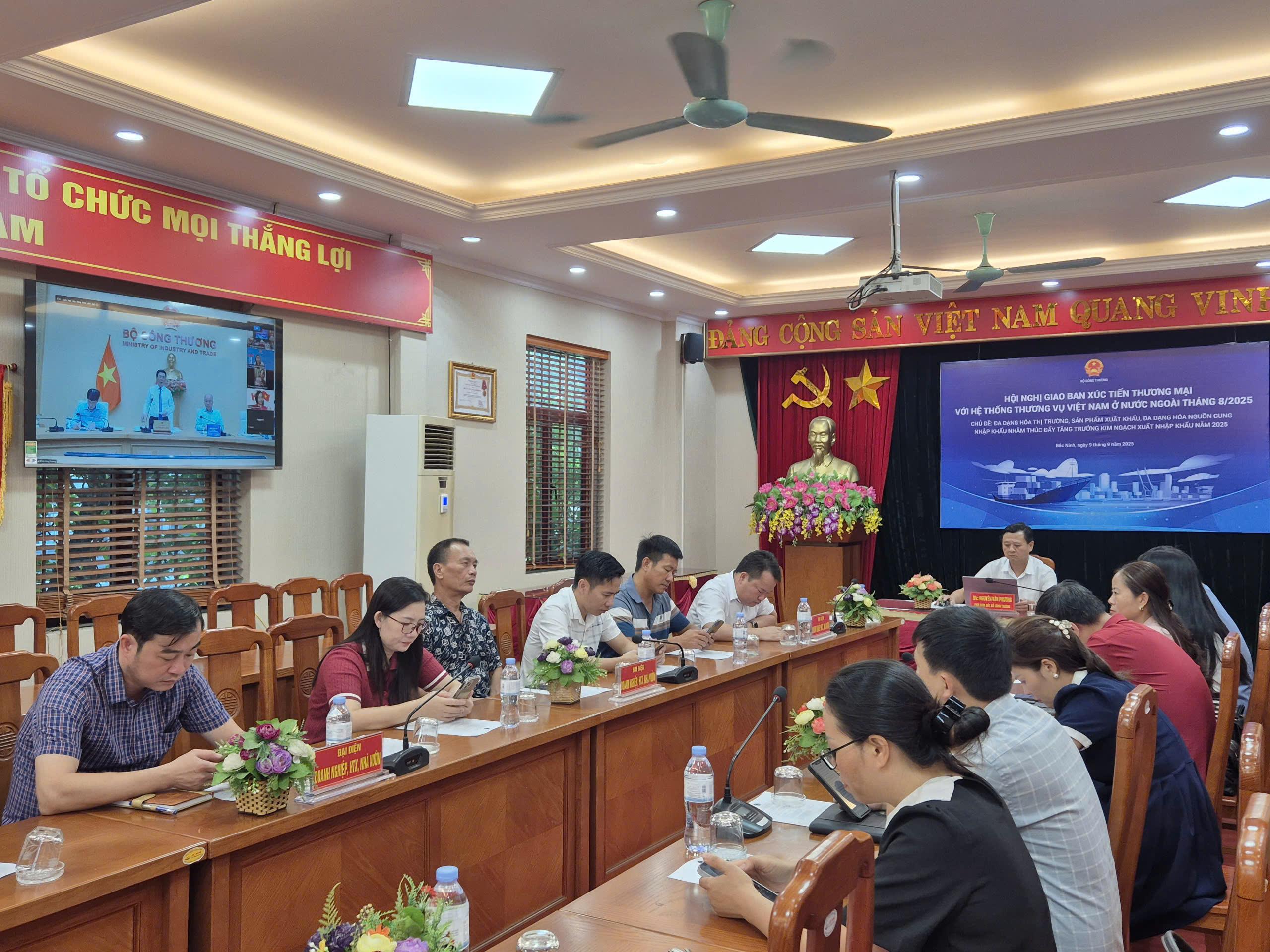 Bắc Ninh tham dự Hội nghị giao ban Xúc tiến thương mại với hệ thống Thương vụ Việt Nam ở nước ngoài tháng 8/2025