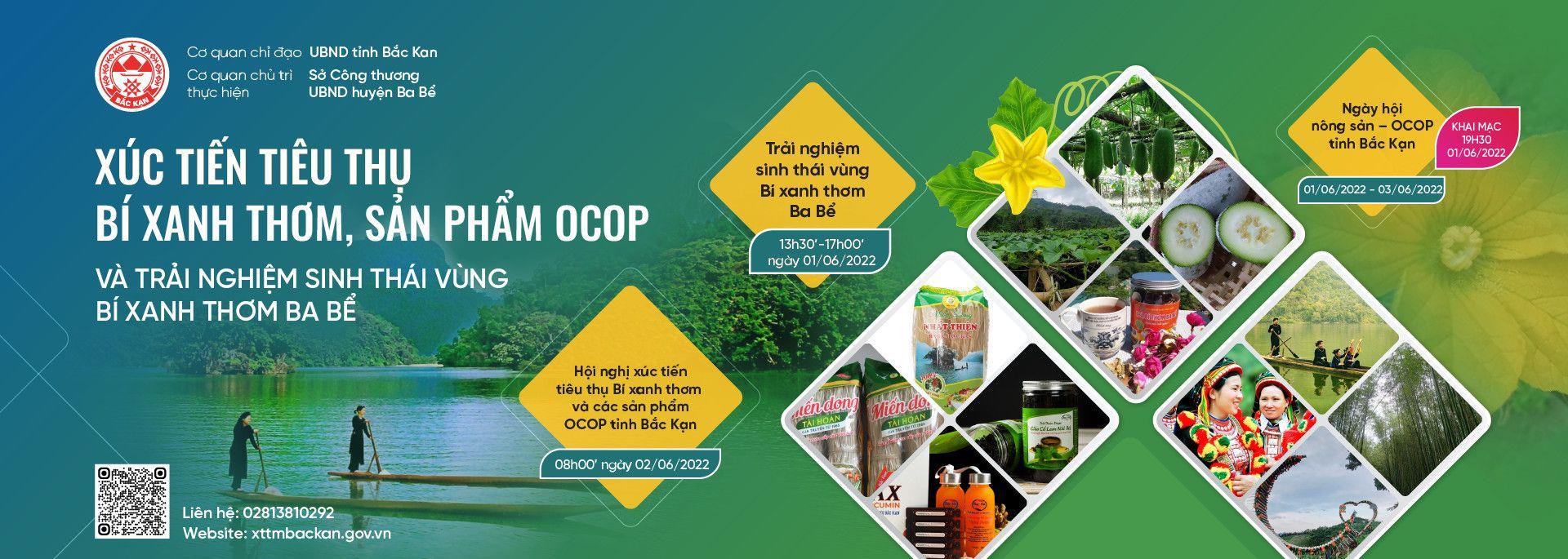 Hỗ trợ tổ chức sự kiện Xúc tiến tiêu thụ Bí xanh thơm, sản phẩm OCOP và Trải nghiệm sinh thái vùng Bí xanh thơm Ba Bể tỉnh Bắc Kạn năm 2022
